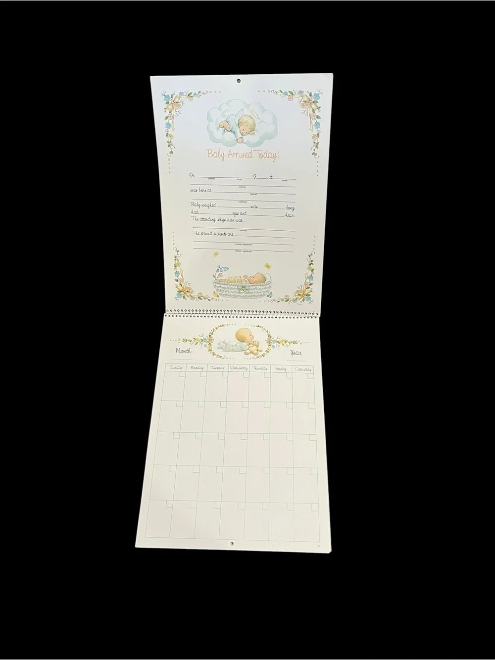Baby's First Year Calendar Ruth J Morehead Vintage 1989 Warm & Whimsical 8386-7